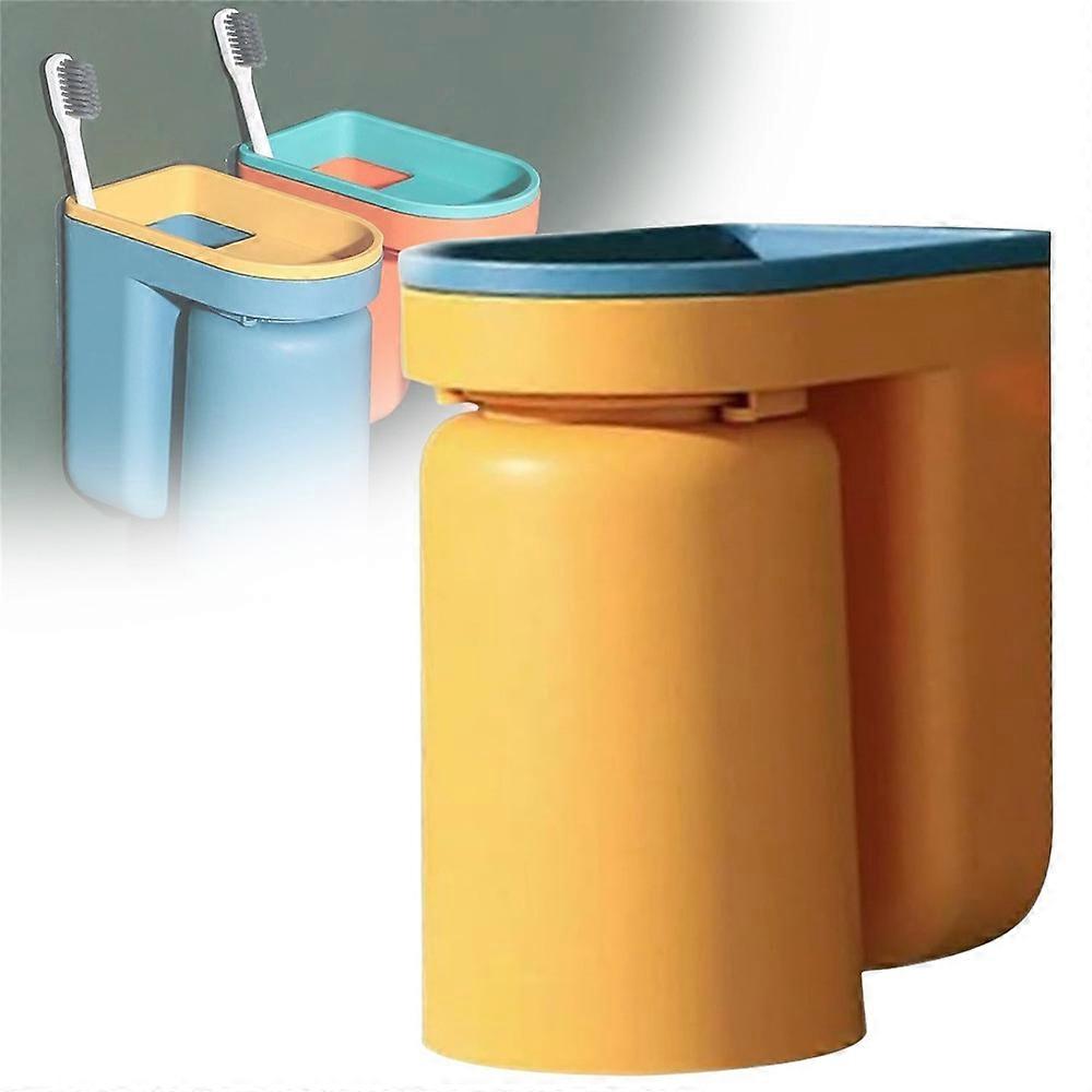 Stick-on Toothbrush Holder with Cup, Wall Mounted Cup and Toothbrush Holder Set