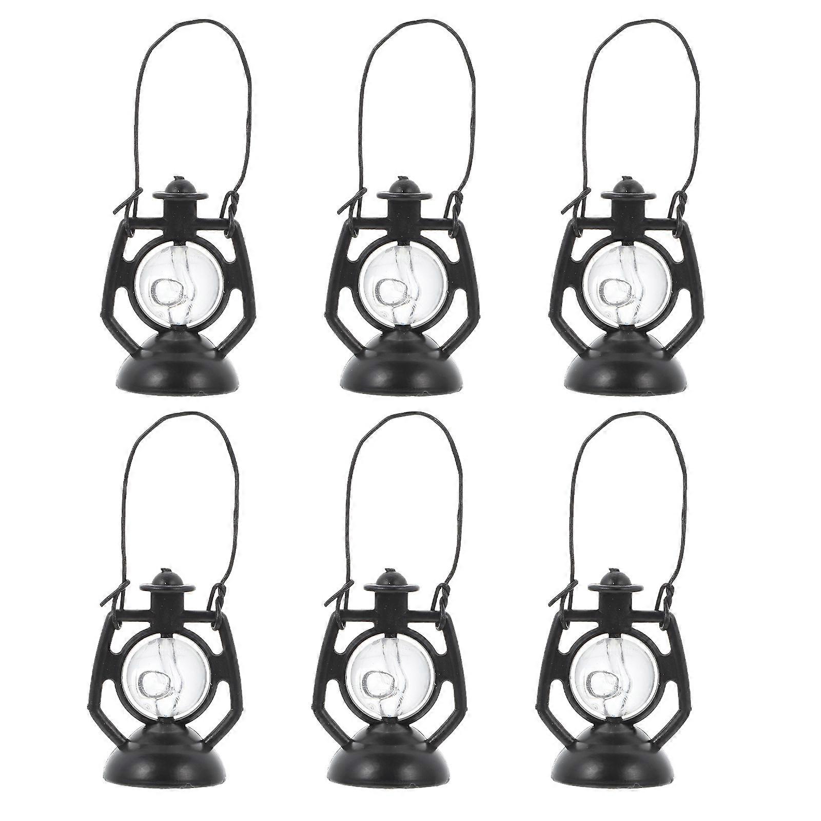 6Pcs Miniature Lamp Decors Micro Landscape Prop Doll Kerosene Lamp Miniature Decoration