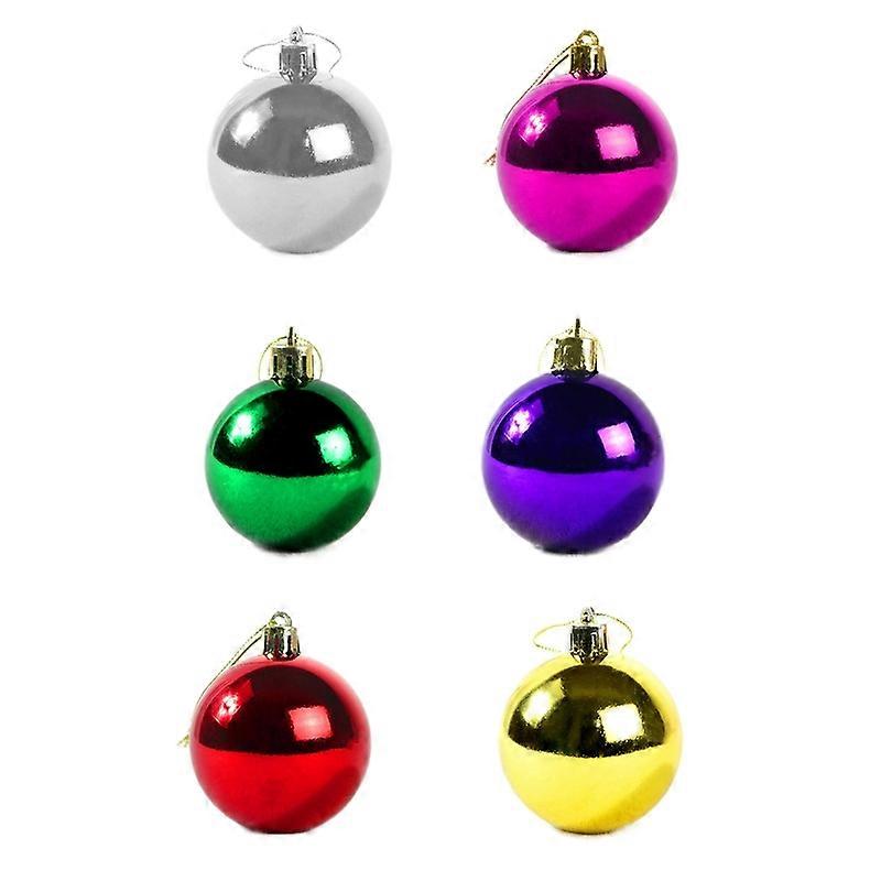 6Pcs 4/5/6/7/8cm Christmas Hanging Ball Electroplating Shatterproof Bright Color High Gloss Smooth Scene Layout Plastic Xmas Tree Decoration Ball Pend