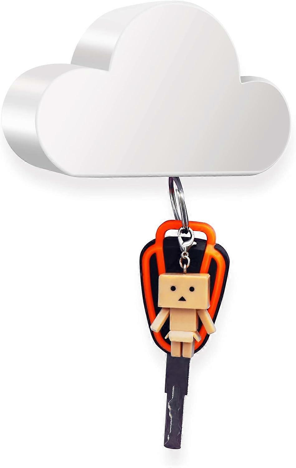 White Cloud Magnetic Key Holder for Wall, Creative and Unique Ornament, Strong Magnetic Force Can Hang Multiple Keys and Keychain, Easy to Install and