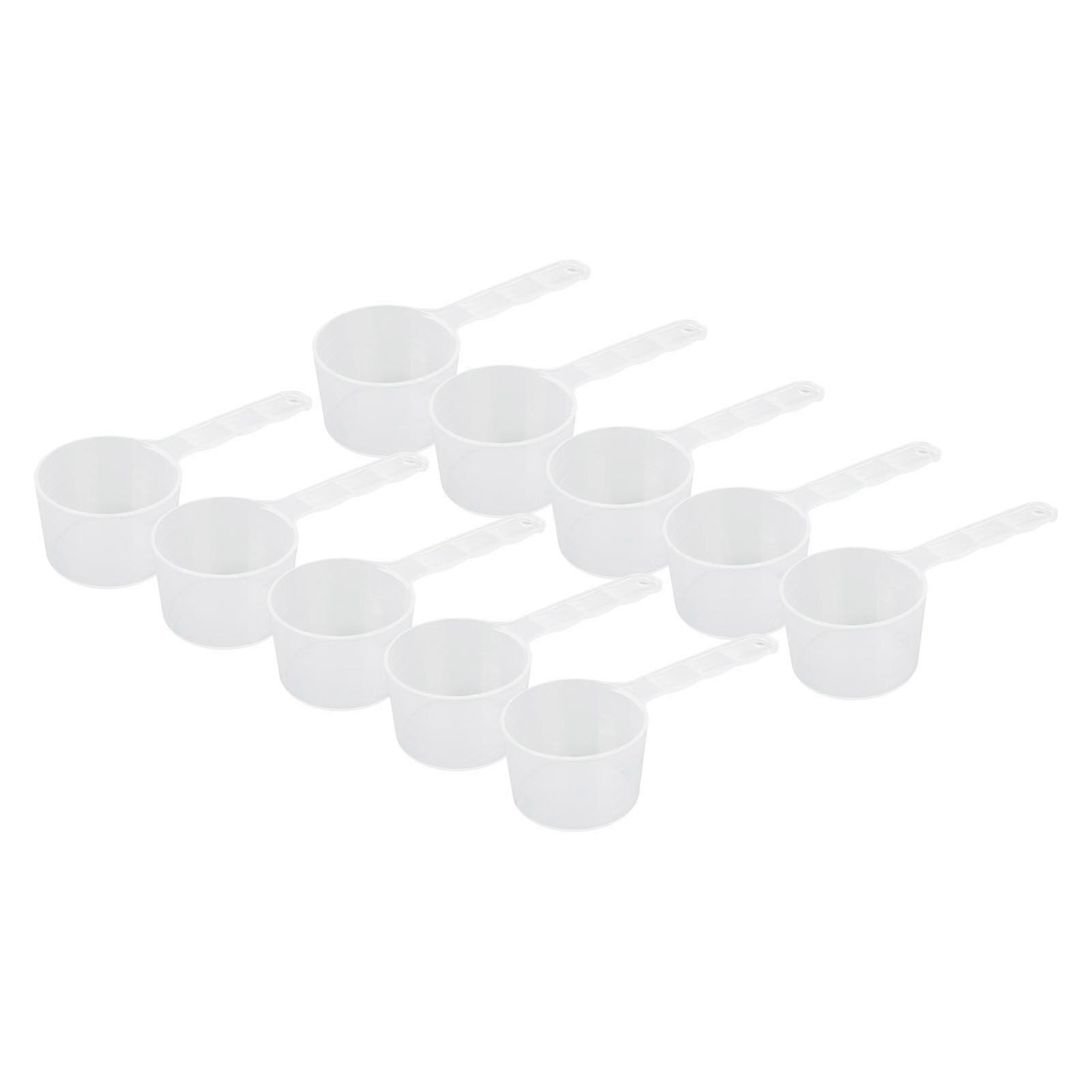 10pcs Plastic Measuring Scoops Transparent Long Handle Measuring Spoons With Scale for DIY