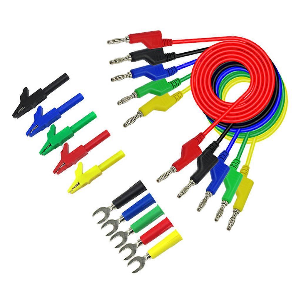 Test Hook Clip To 4mm Stackable Banana Plug Multimeter Test Cables Copper 100cm
