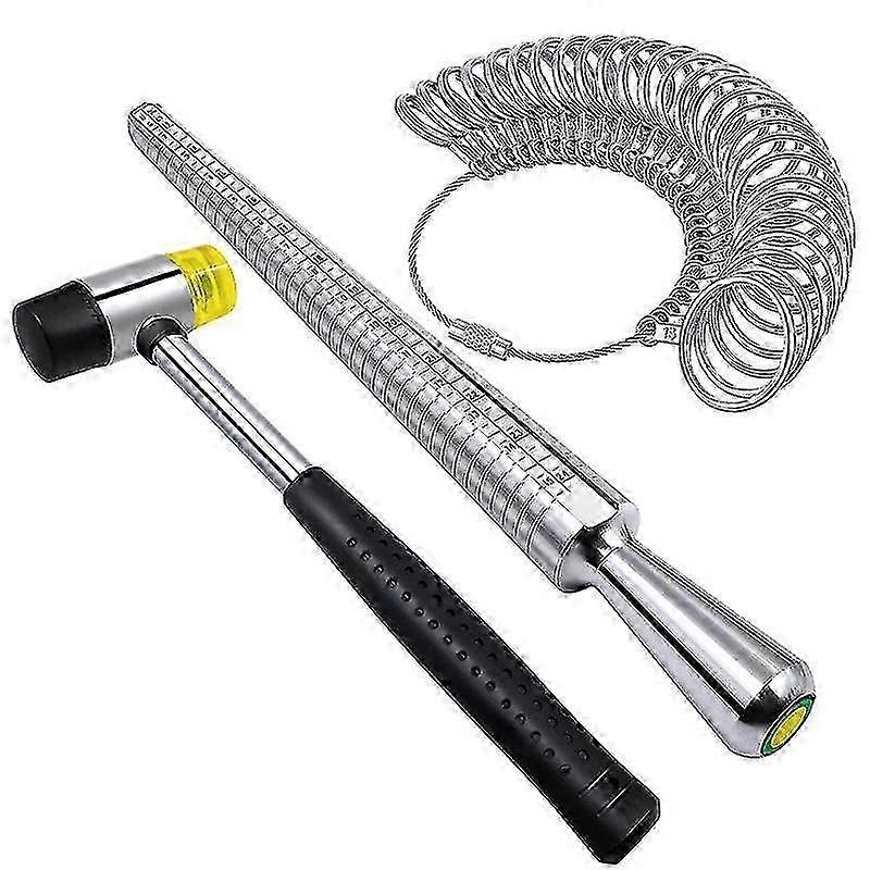 Set de instrumente de măsurare a inelului, inclusiv dorn inel, kit de măsurare a inelului metalic Rubber Jeweler's Ma - JA