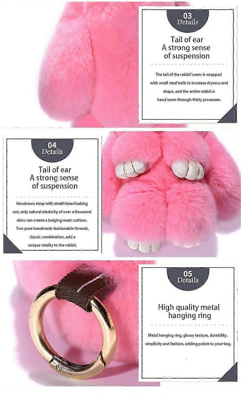 Adorable Fur Bunny Fluffy Rabbit Plush Toy Keyring Bag Charm Pendant ...