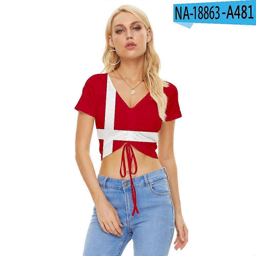 Football Game Fashion Women's V Neck T Shirt England Italy