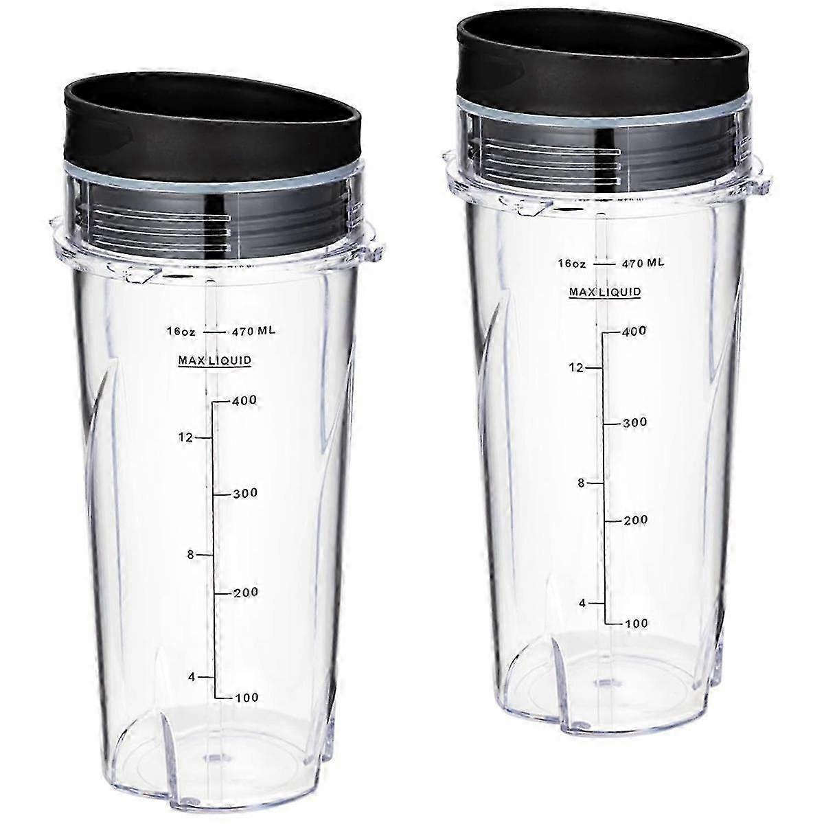 16Oz Ersatzbecher für Ninja QB3001SS Fit Compact Personal Blender, mit Deckel - 2er Pack