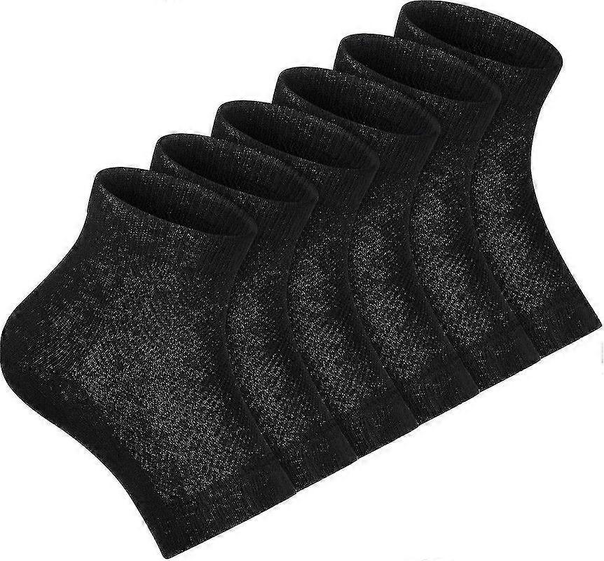 3 Pairs Soft Ventilate Gel Heel Socks Open Toe Socks For Dry Hard Cracked Skin Moisturizing Day Night Care Skin (black, Regular Size)-ylmyFit
