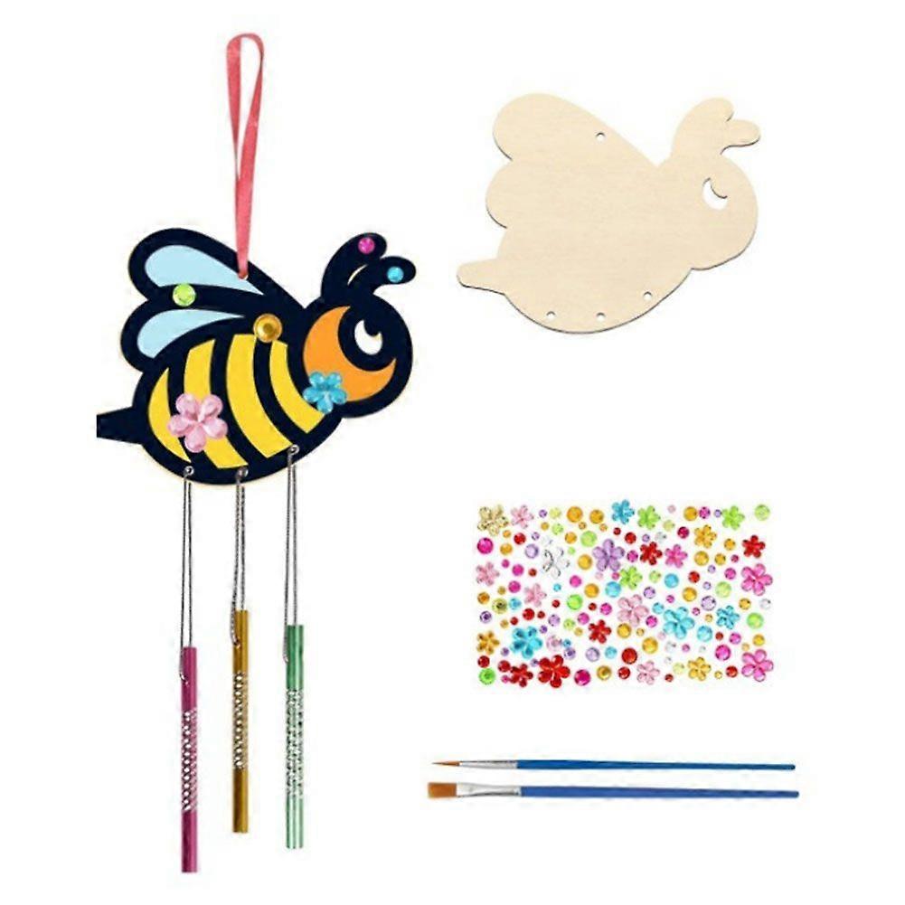 Children'S Wind Chime Ornaments DIY Painted Birthday Art Activity Decoration Pendant,Bee Set