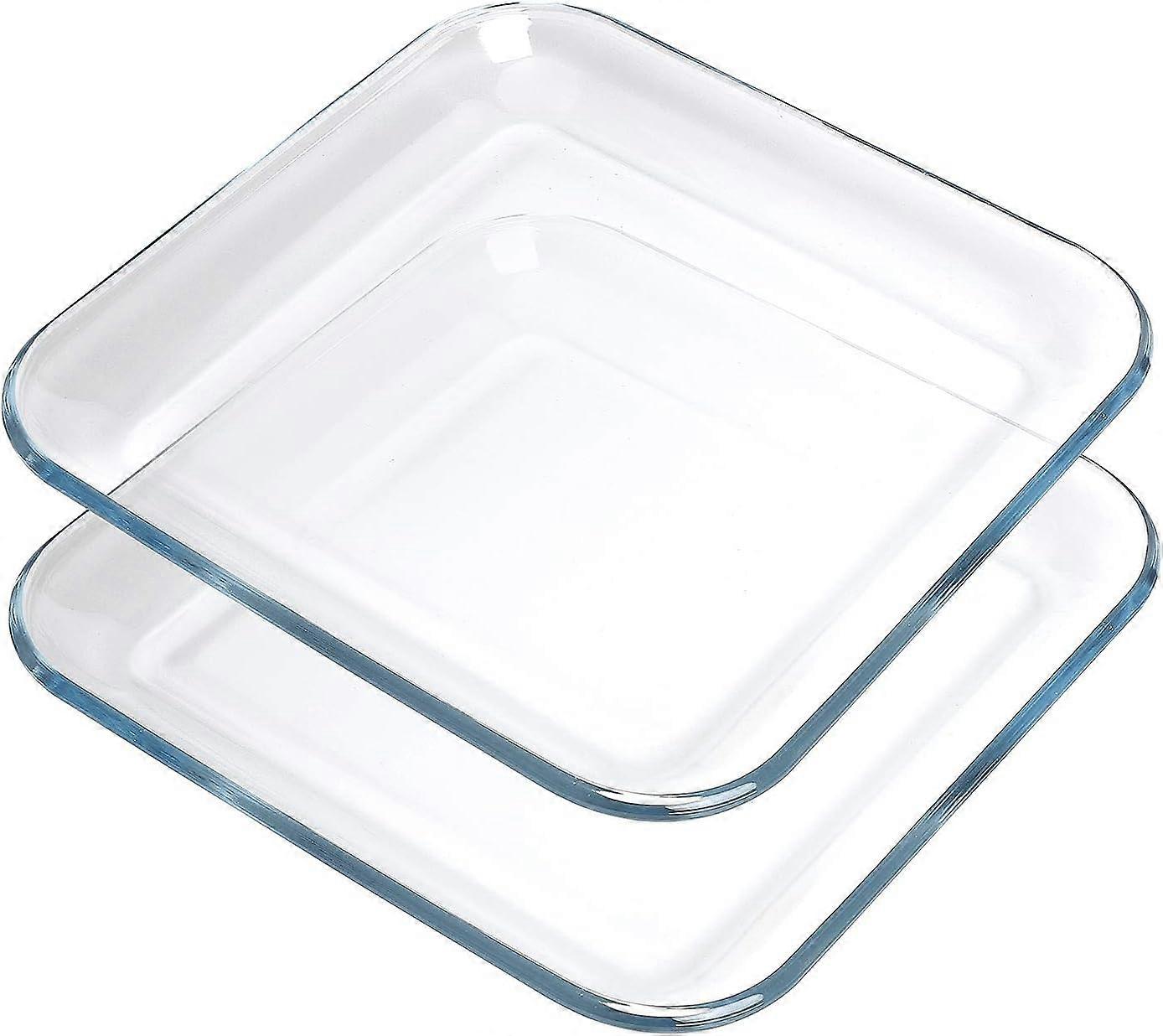 2 Set Square Tempered Glass Plate Set for Serving Plates 10" Diameter