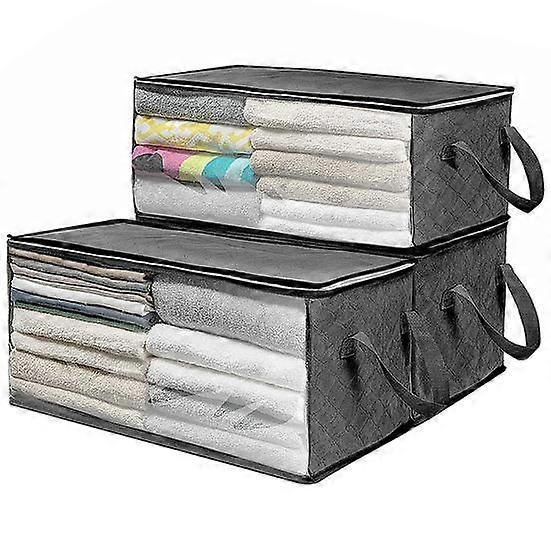 3 Pcs Foldable Quilt Storage Bag Dustproof Moisture-proof with Transparent Window Zipper Closure Large Capacity Wardrobe Clothing Storage Box