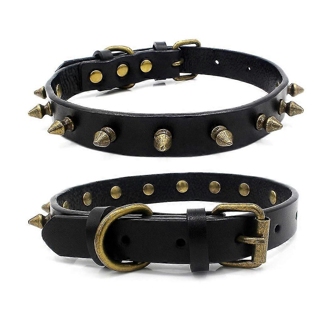 Single Row Gold Studded Leather Dog/cat Collar With Gold Rhinestone Clasp