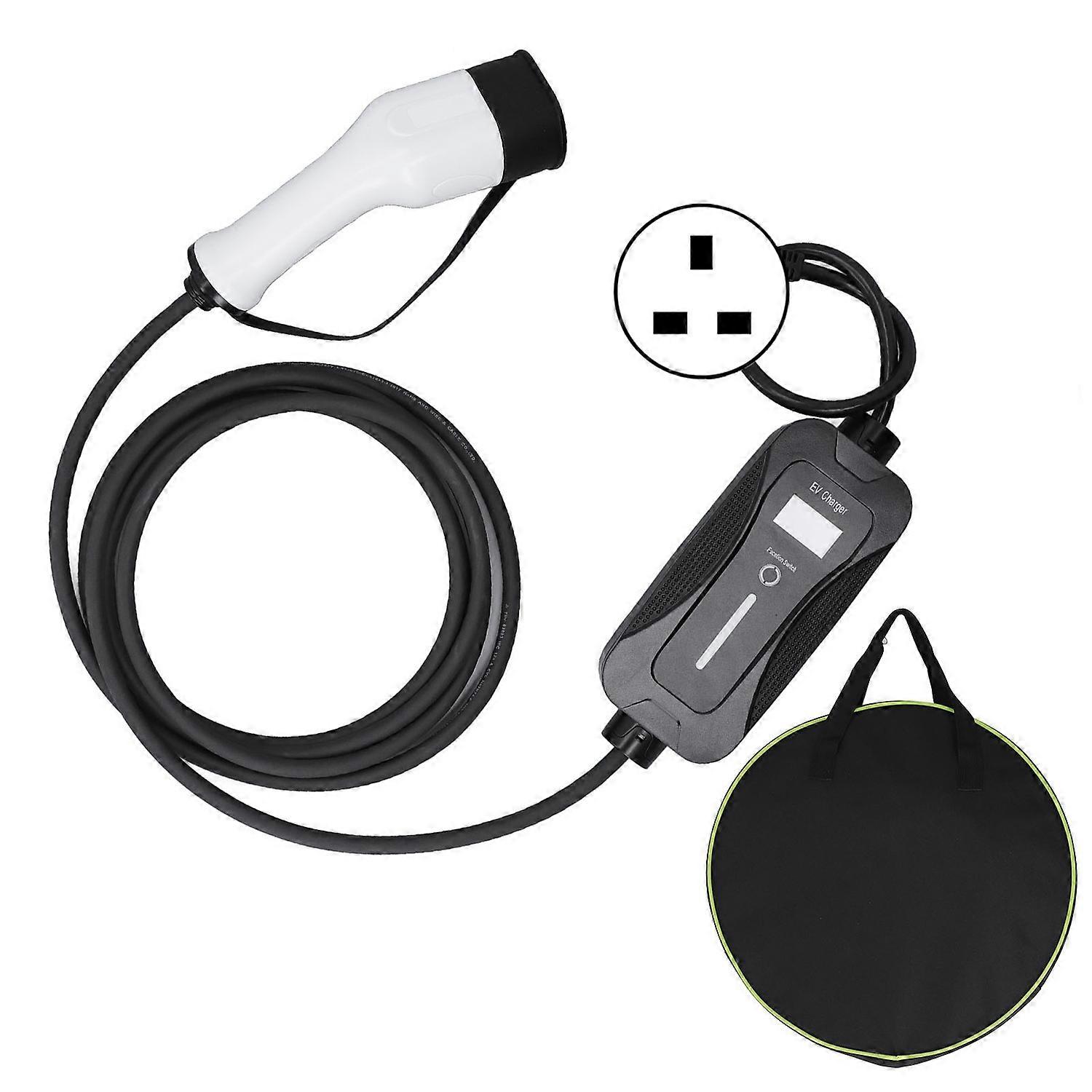 EV Charger Portable Single Phase Regulated Screen Light Weight EV Charger with 5m Cord AC95‑270V UK
