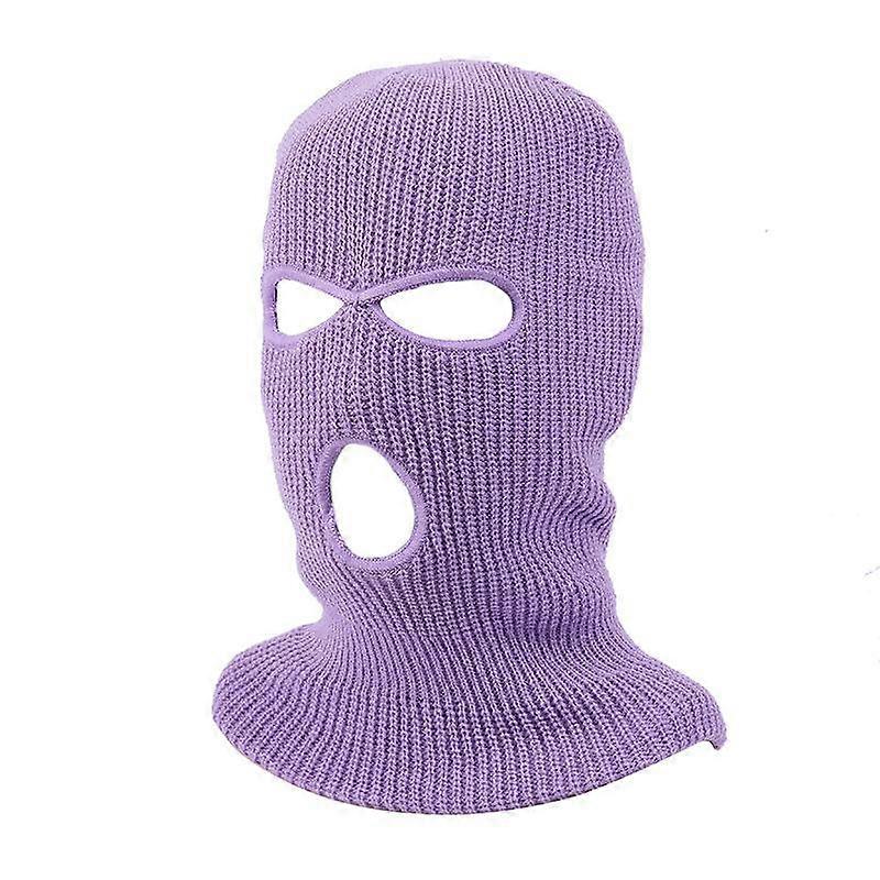 Autumn and winter three-hole ski mask knitted hat men and women solid color acrylic three-hole