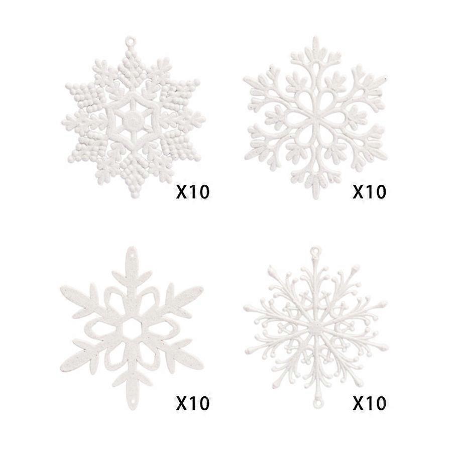 40PCS Christmas Ornaments - 10cm White Snowflake Strings for Tree Decoration
