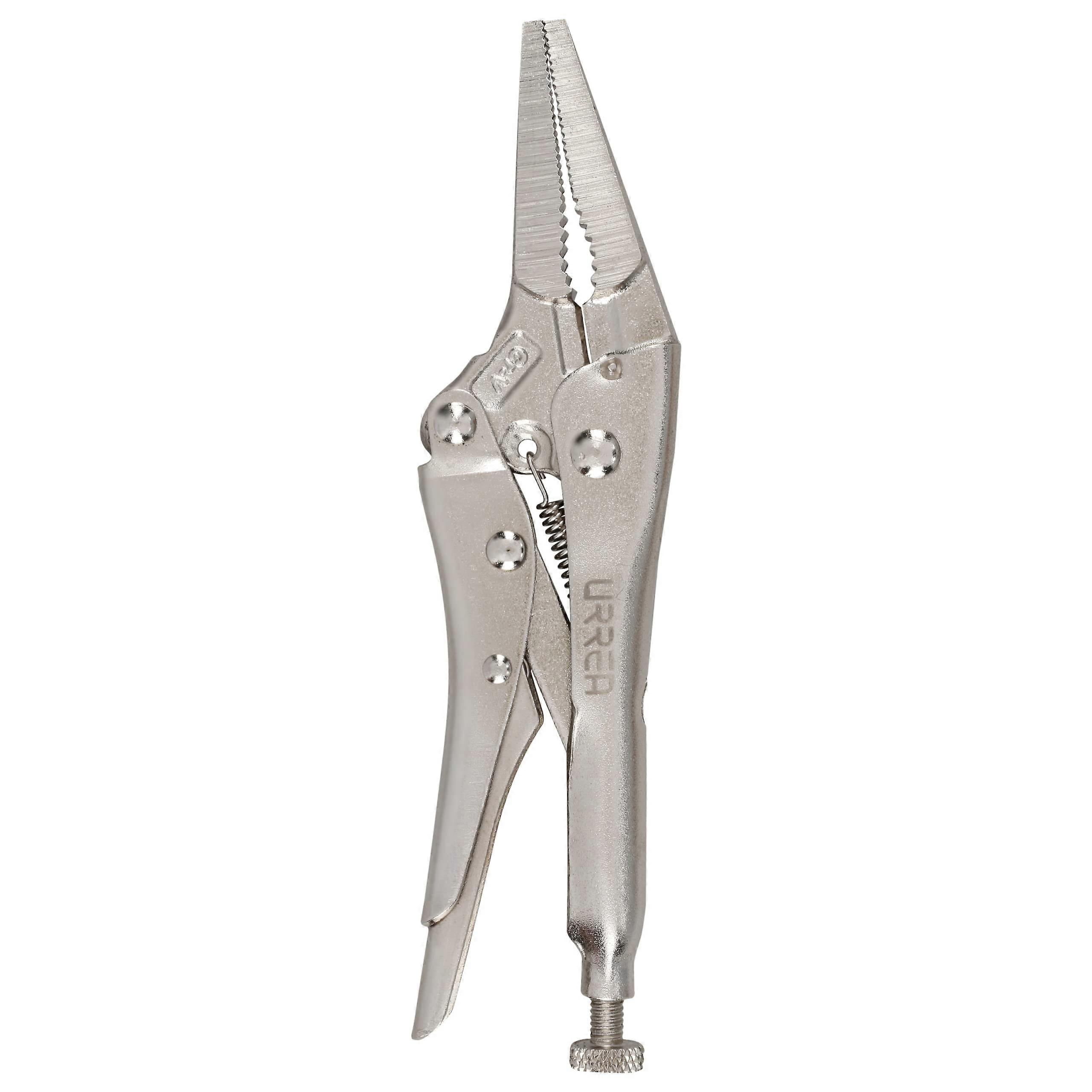 Pair of Adjustable Long Nose Locking Pliers 6-1/2 Inch, Heavy Duty Steel Grip Tool for Precision Work