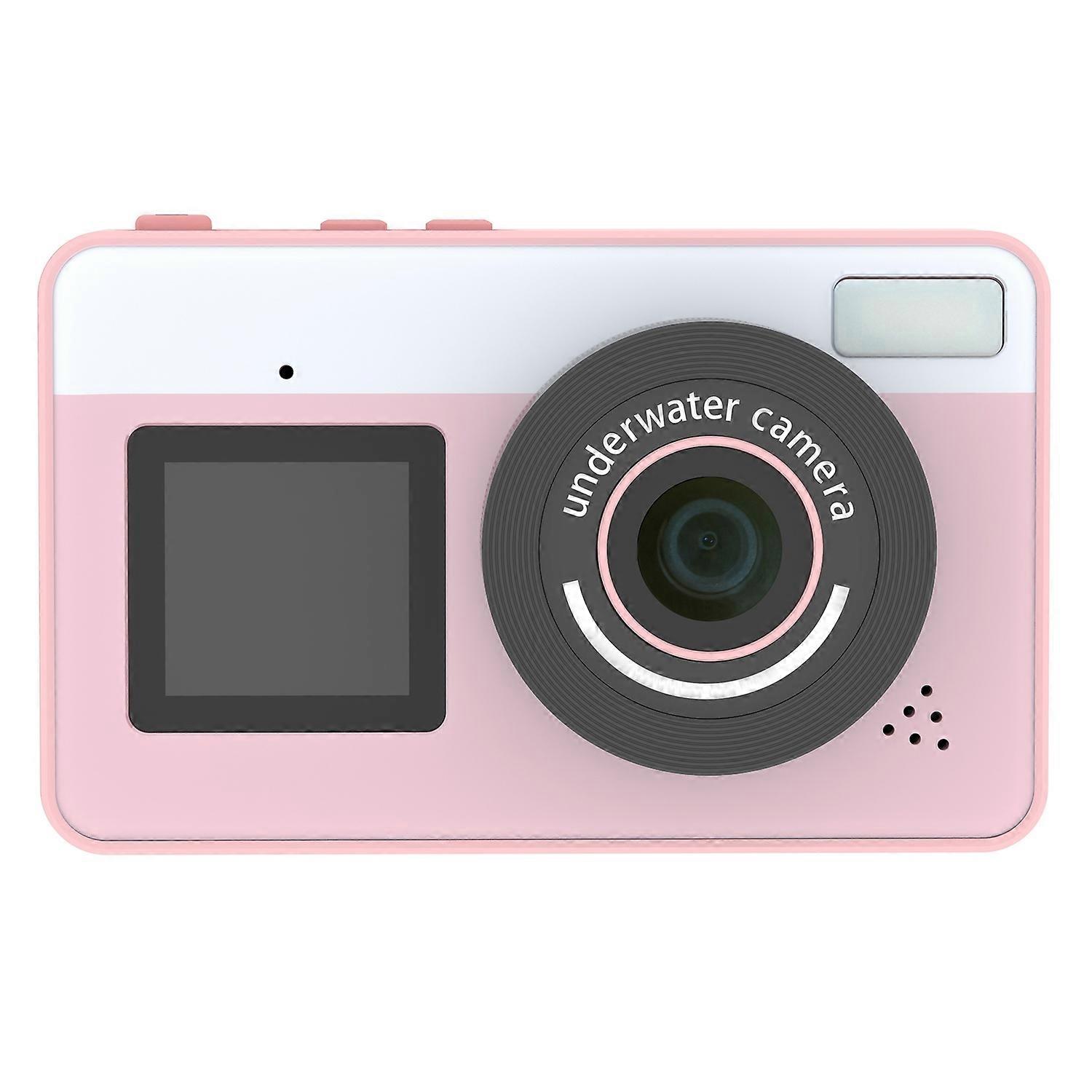 AS D70 2.8 1.44 Inch Dual Screen Digital Camera Waterproof Camera with 32GB Card Card Reader - Pink