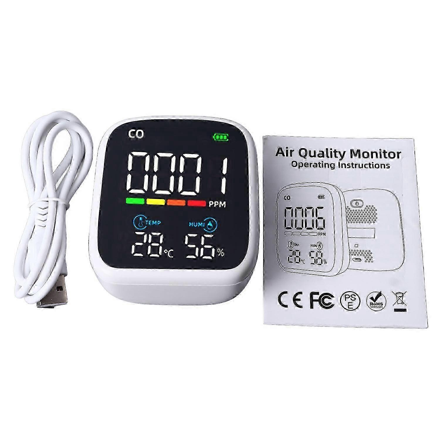 3 in 1 CO Gas Tester High Accuracy Color Screen Portable CO Meter Temperature Humidity Meter for Kit