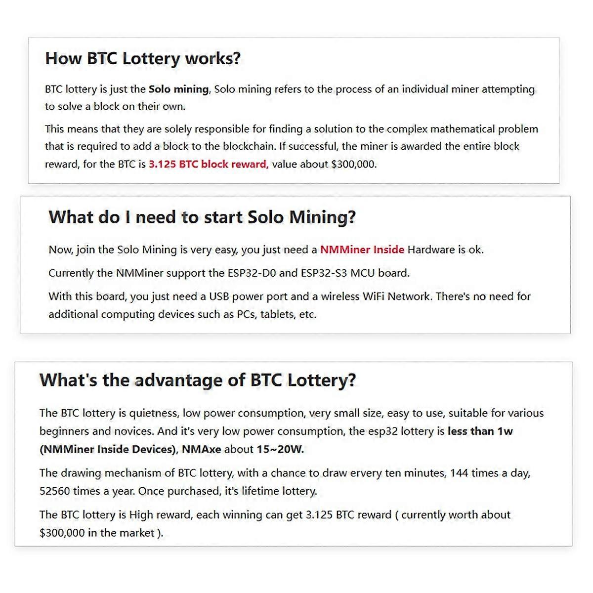 NMMiner Miner+NerdMiner V2 117KH/S USB Kette ESP32 Krypto Miner BTC Solo Lotterie Miner Ampermeter USB-A Serie Form Kette