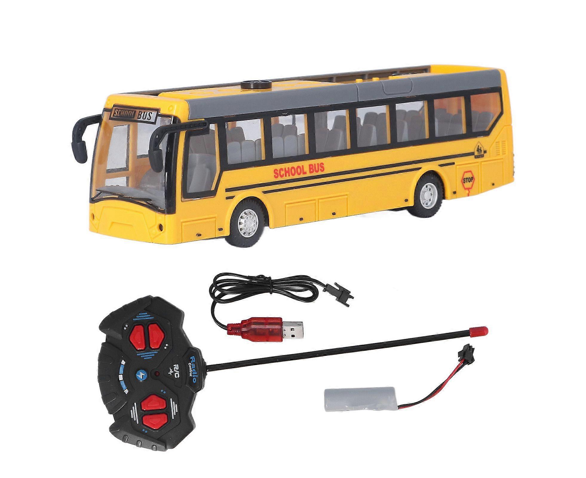 Remote Control Bus High Simulation All Directions Driving Rechargeable Rc School Bus For Children Yellow