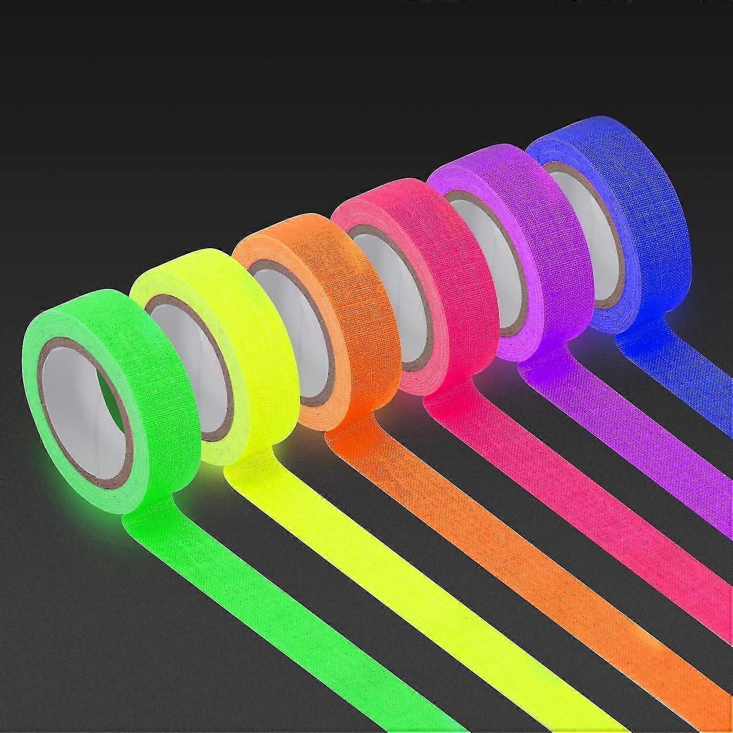6pcs Uv Blacklight Reactive 0.59inch X 16.4ft Per Color Fluorescent Cloth/neon Gaffer Tape