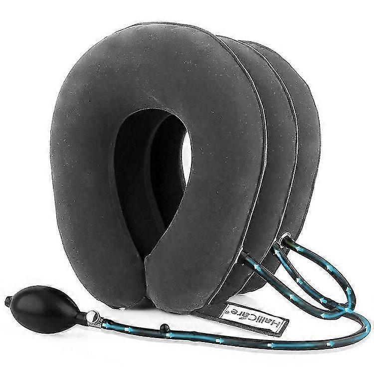 Cervical Traction Inflatable Adjustable Neck Expander Pain Relief Gray