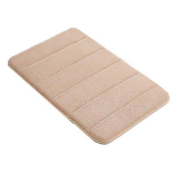 Khaki Polyester Floor Mat 50x80cm - Non-Slip, Memory Foam, Water Absorbent, Machine Washable, Durable for Home Use