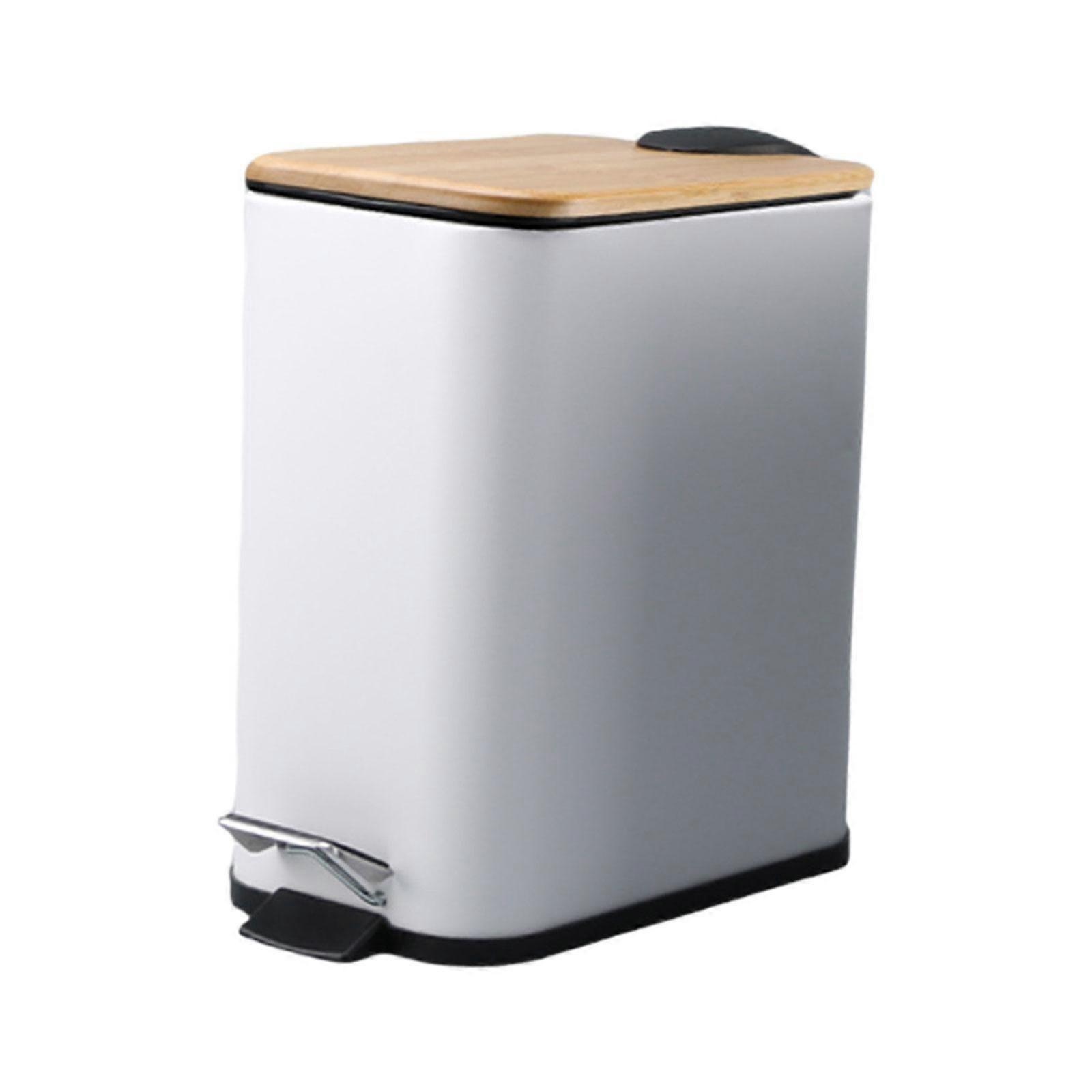 Step Trash Can with Lid Slim Foot Pedal Garbage Bin Waterproof Modern Kitchen