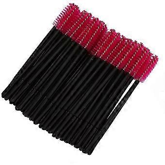 100 piezas Cepillo de pestañas desechable Varillas de rímel Aplicador Juego de pinceles de maquillajeRojo rosa
