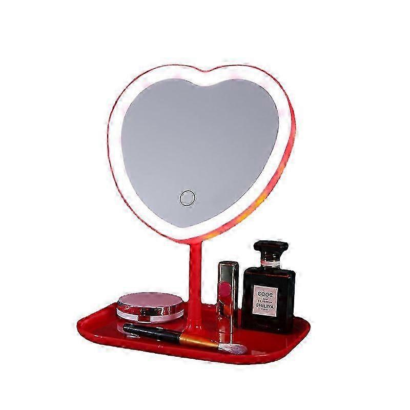 Heart Makeup Vanity Mirror with LED Lights Red Three Color
