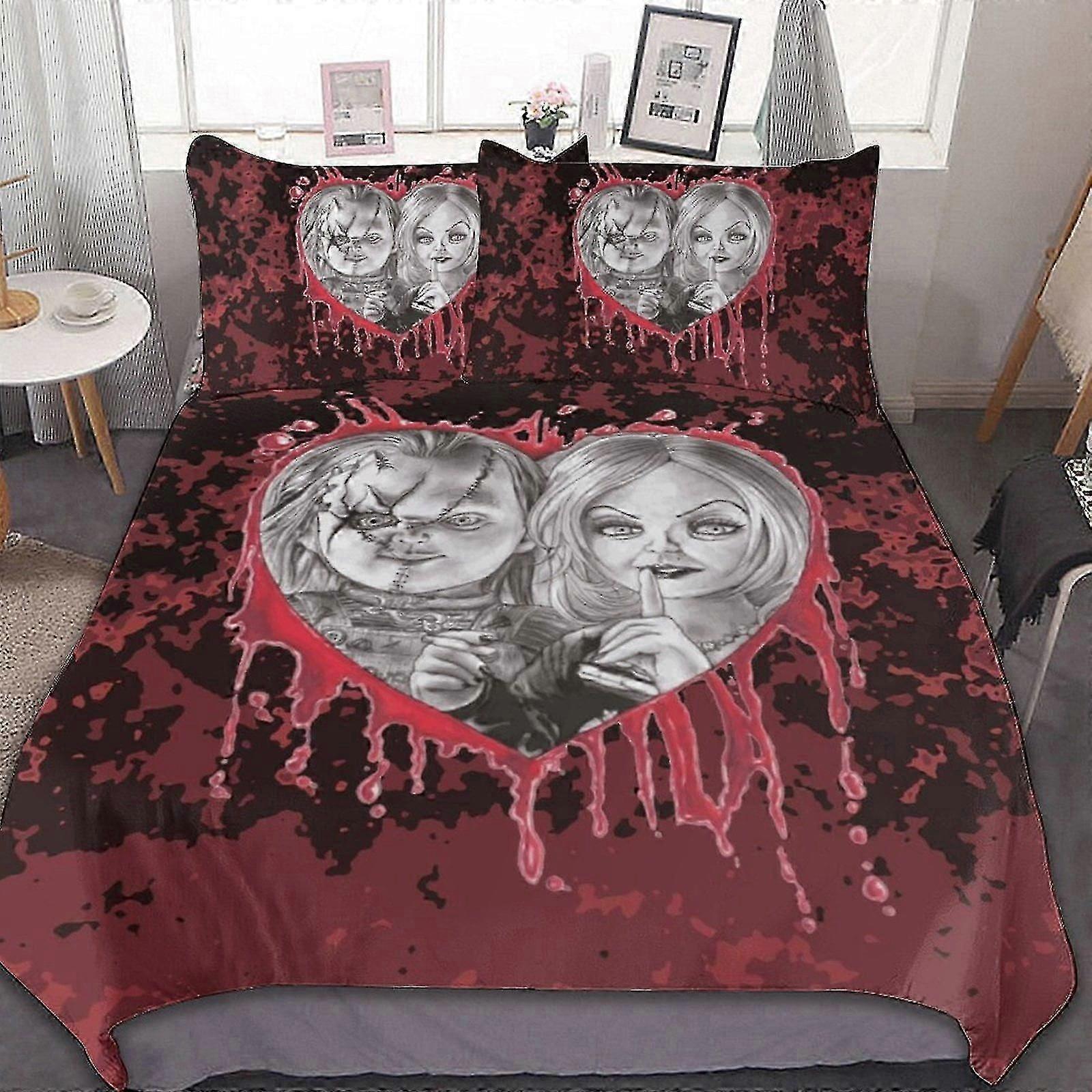 b505 Lençóis de Sangue Noiva De Chucky Conjunto de Cama de 3 Peças 1 Capa de Colcha e 2 Fronhas Lençóis gb505