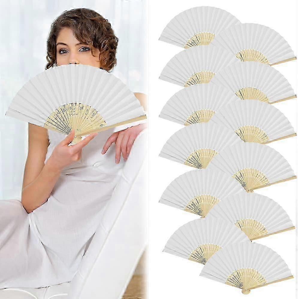 Pack mit 15 Papierfächern, Hochzeitshandfächern, Bambustaschenfächern
