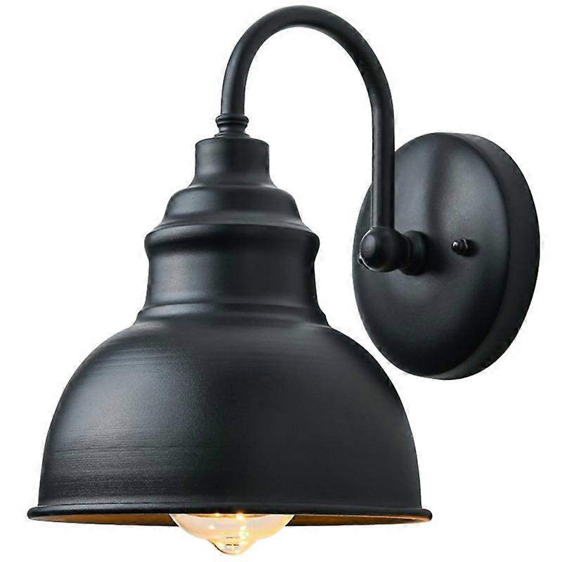 Vintage Wall Sconce Gooseneck Barn Flat Light (Black)