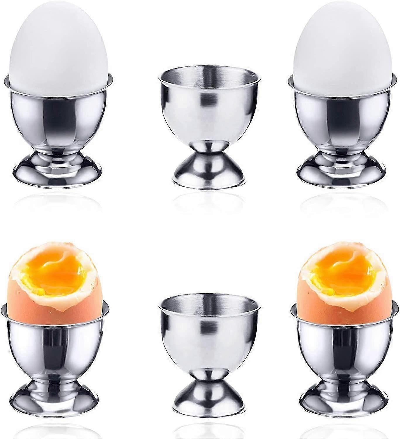 أكواب بيض من الفولاذ المقاوم للصدأ ، حامل أكواب بيض 6 قطع لصينية الإفطار ، طقم حامل بيض