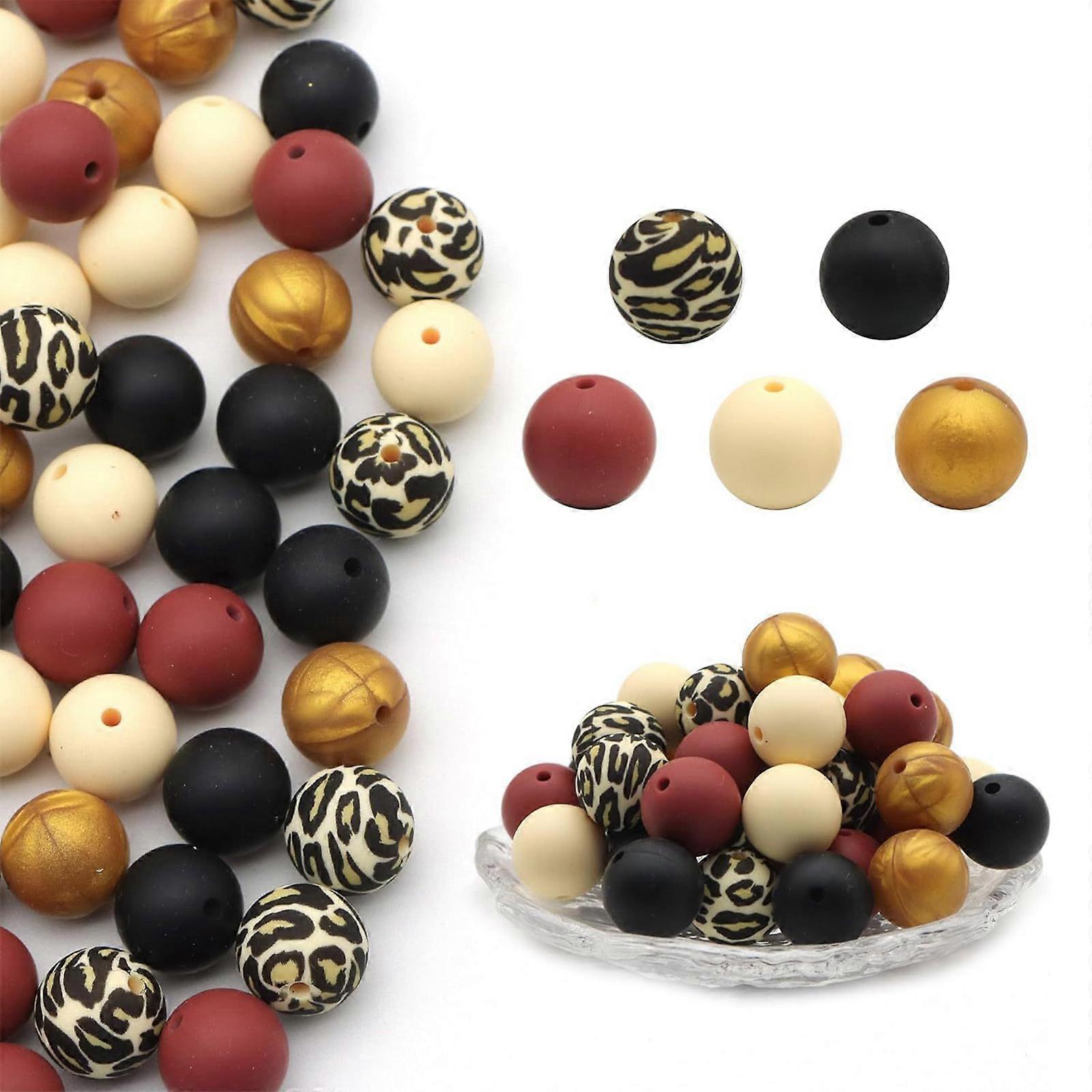 Set of 50 Spacer Beads Colorful Loose Beads DIY Jewelry Making Supply Silicone Material DIY Necklace Beads for Jewelry 9