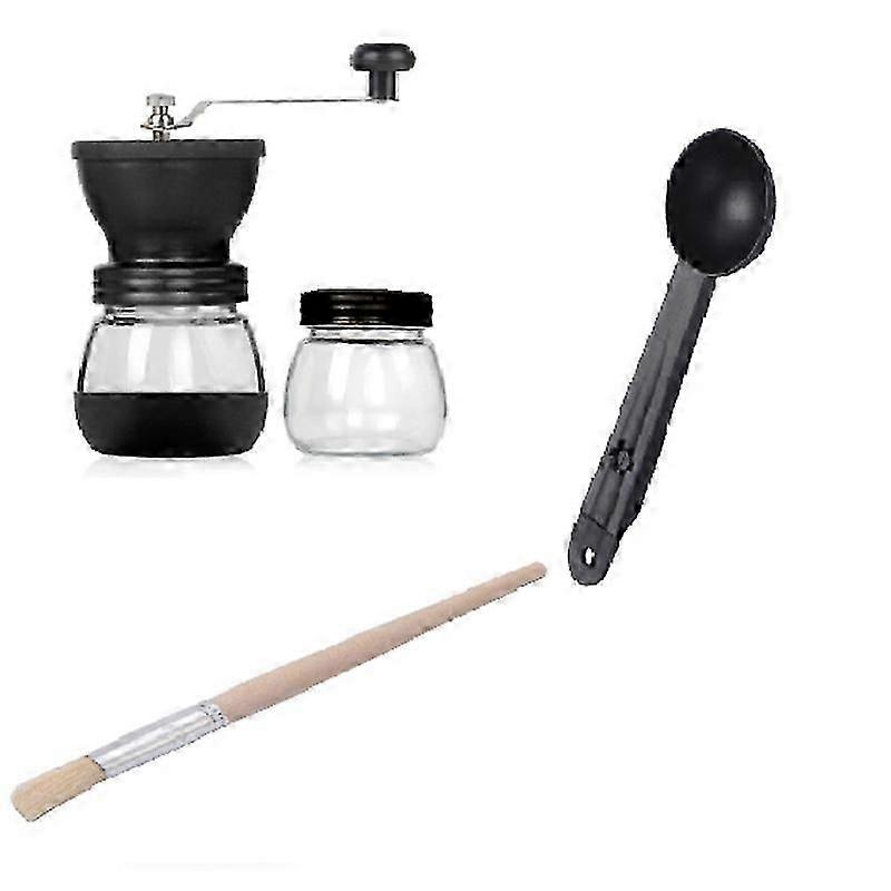 Manual Coffee Grinder with Glass Jars&Brush and Tablespoon Scoop Washable Household Coffee Bean Gri
