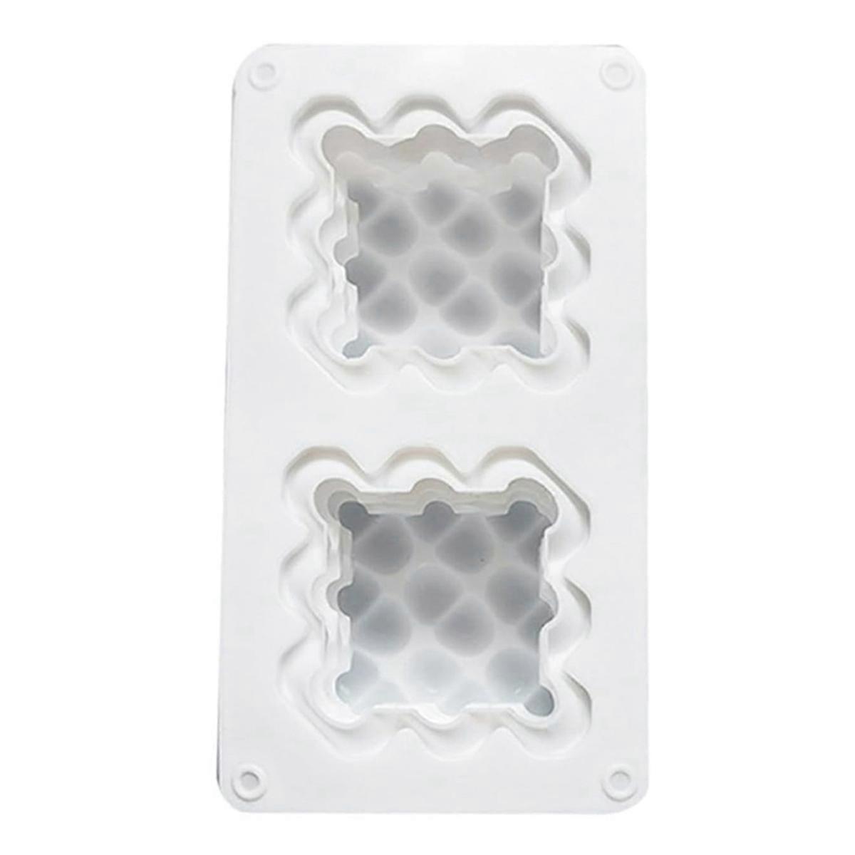 2 Cavity Heart Bubble Square Candle Mold