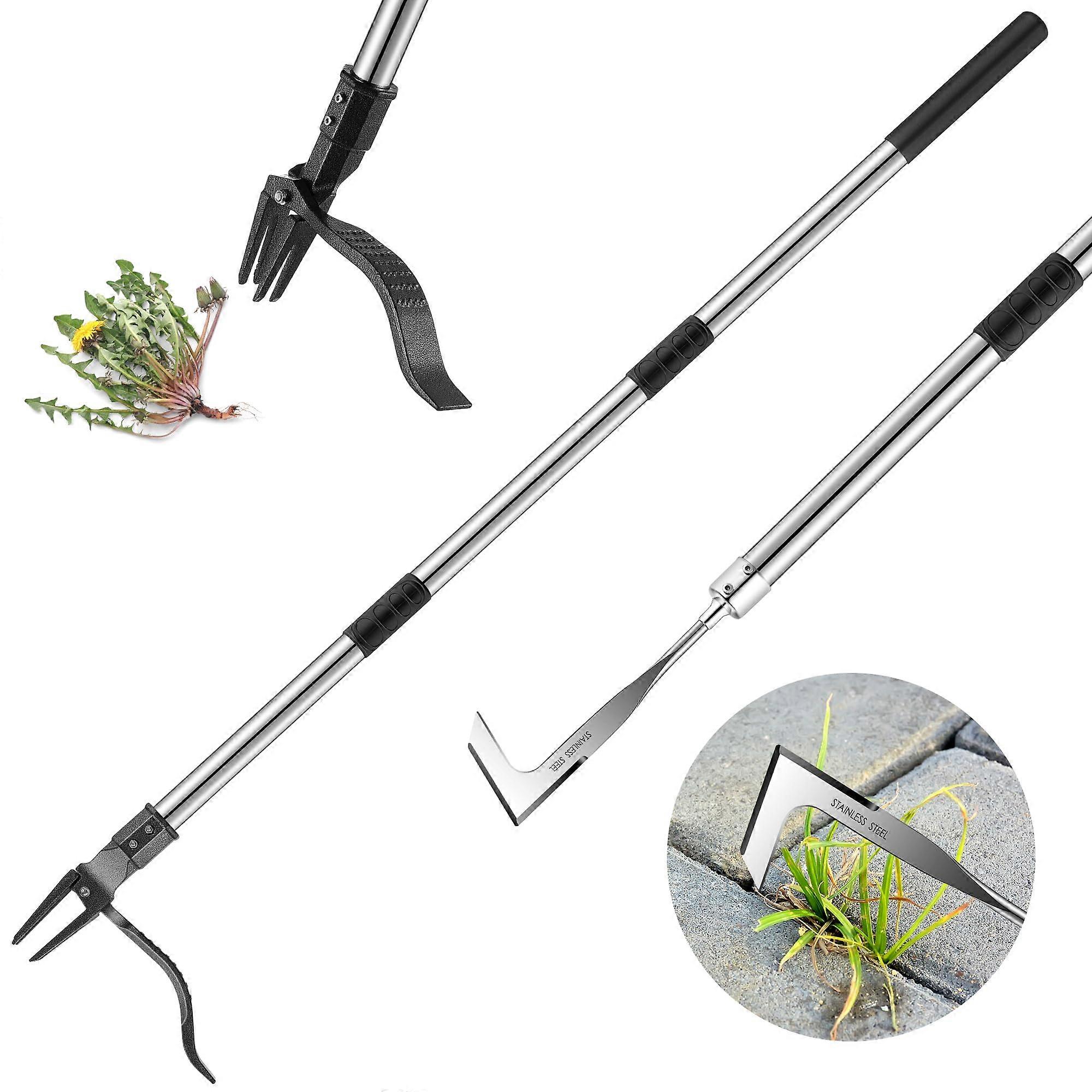 Stand Up Weed Puller Tool and Crack Weeder with 52' Long Detachable Handle, Gardening Manual Tool
