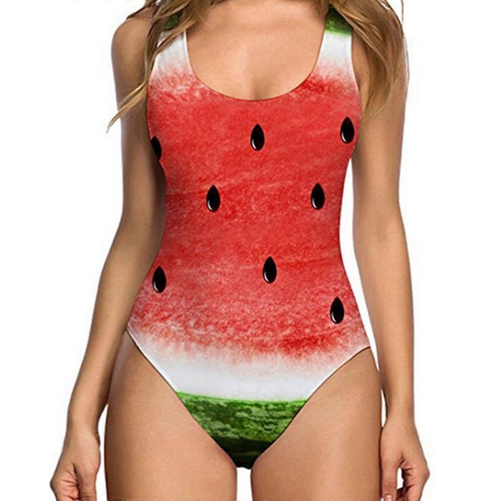 Bikini One Piece 3D Fake Print Roliga baddräkter Baddräkt Badkläder Badkläder Badkläder för kvinnorS-XL)