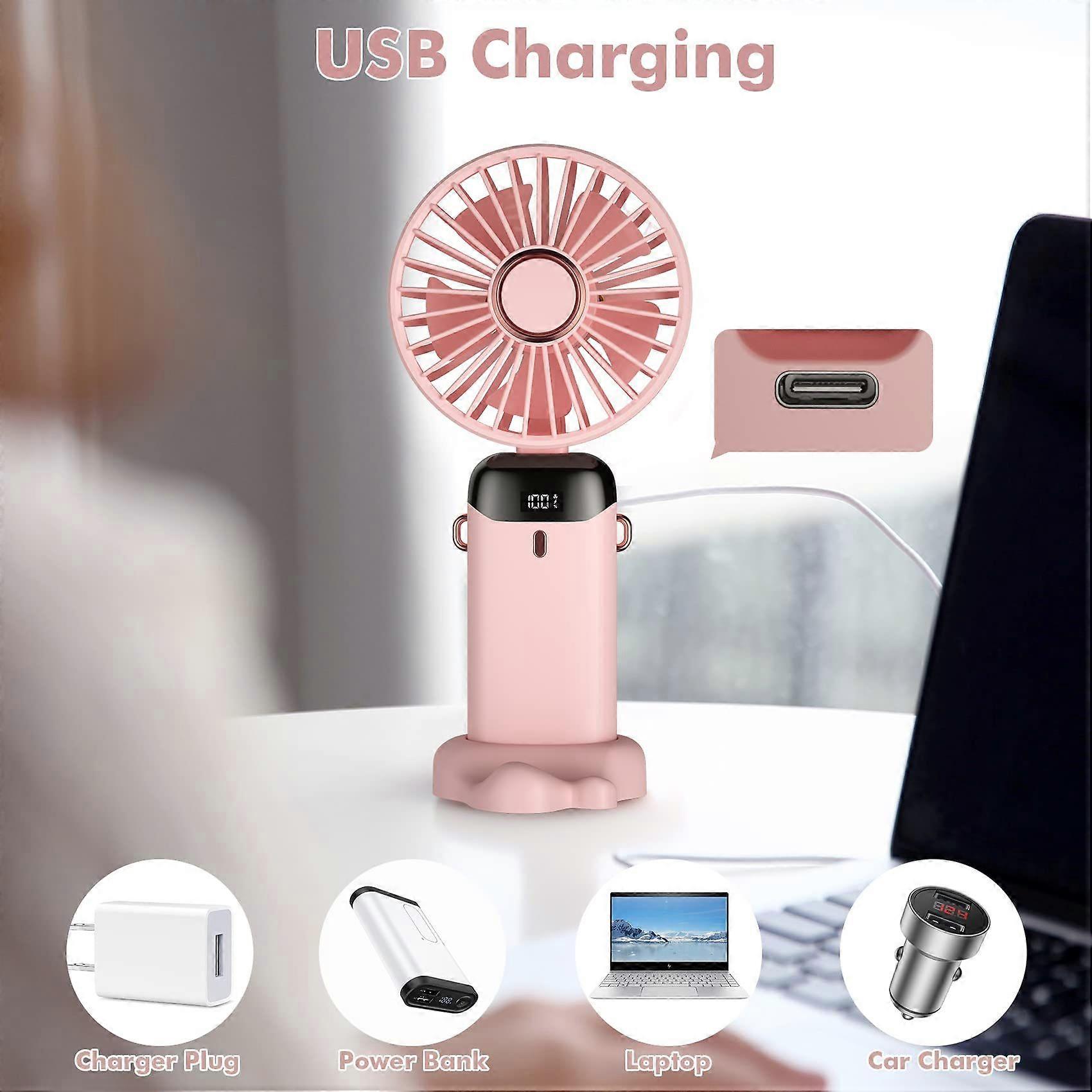 Mini Portable Rechargeable Hand Fan (Pink)