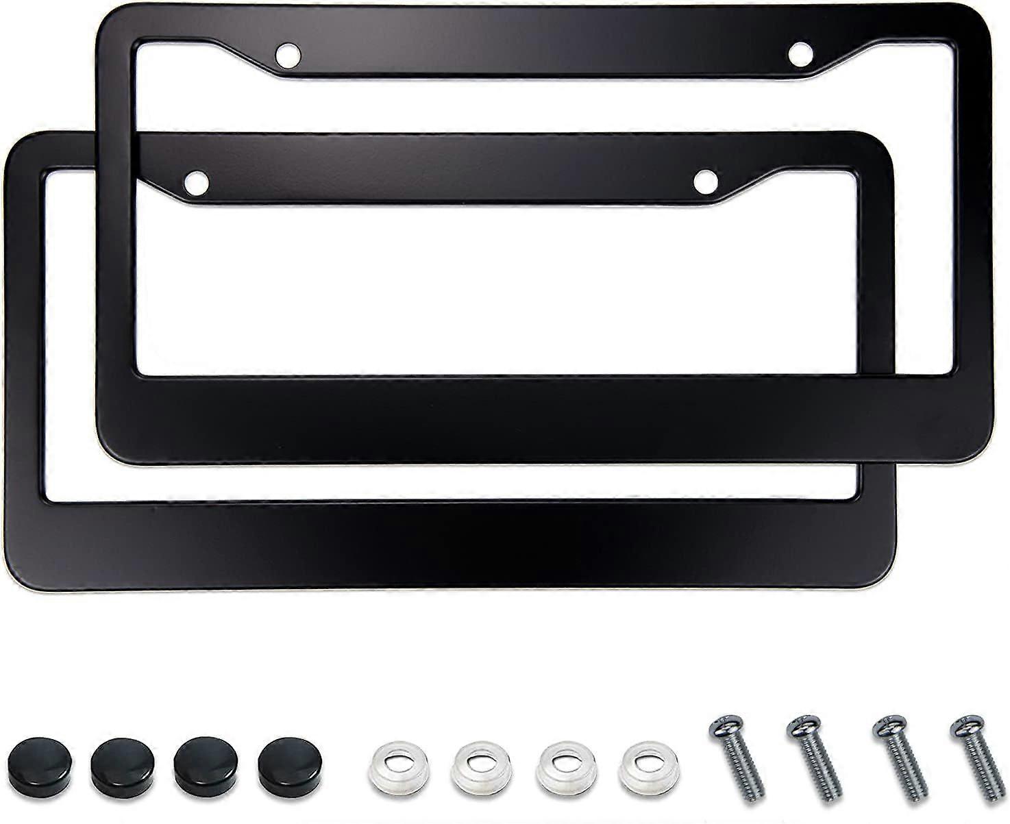 SBSGV Matte Black License Plate Frames - Airxwills License Plate Covers, 2 Packs Universal Aluminum Tag Frame for Front and Rear Car Tags.