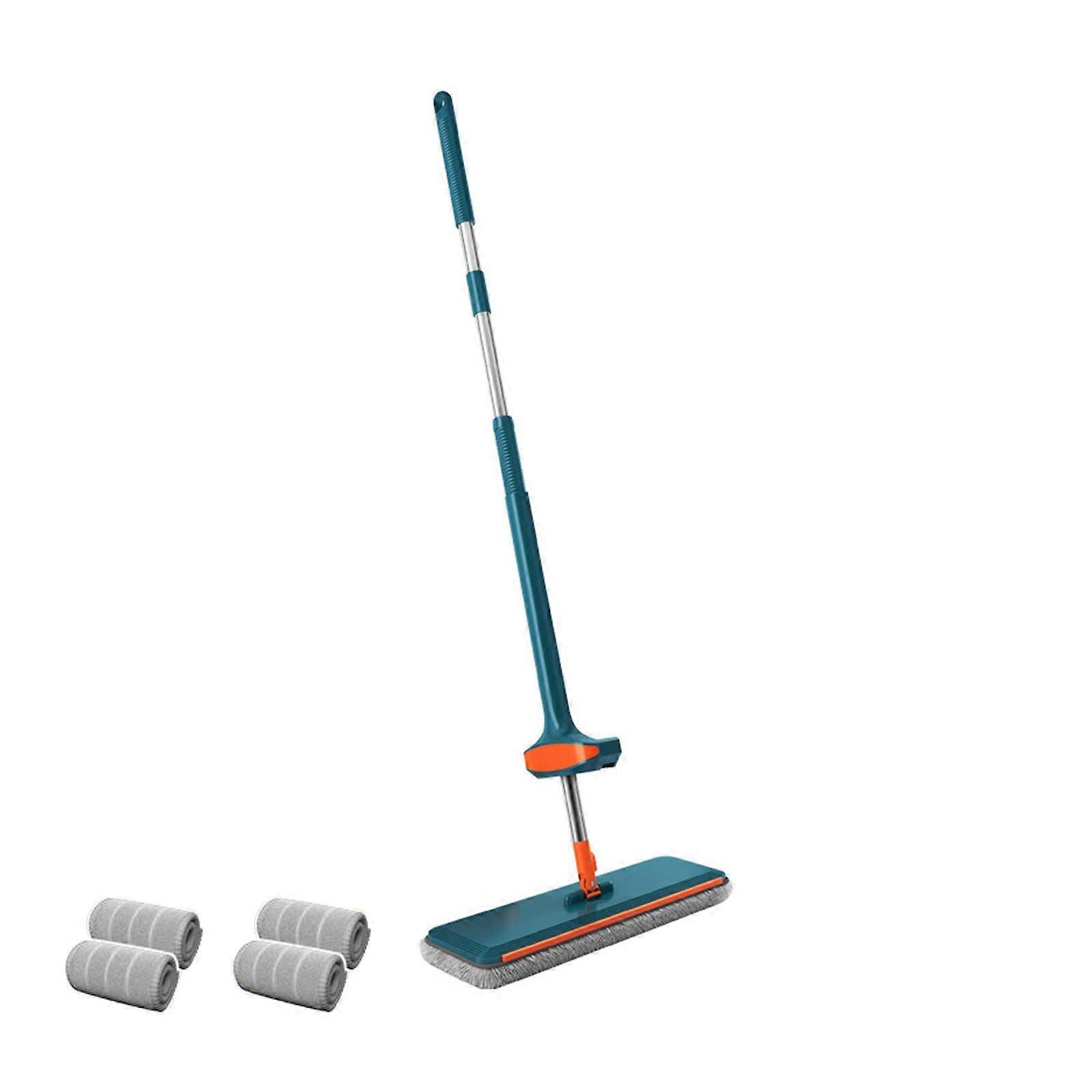 Mop and Bucket with Wringer Set Longer Handle Flat Floor Mop with 2/4 Washable pad