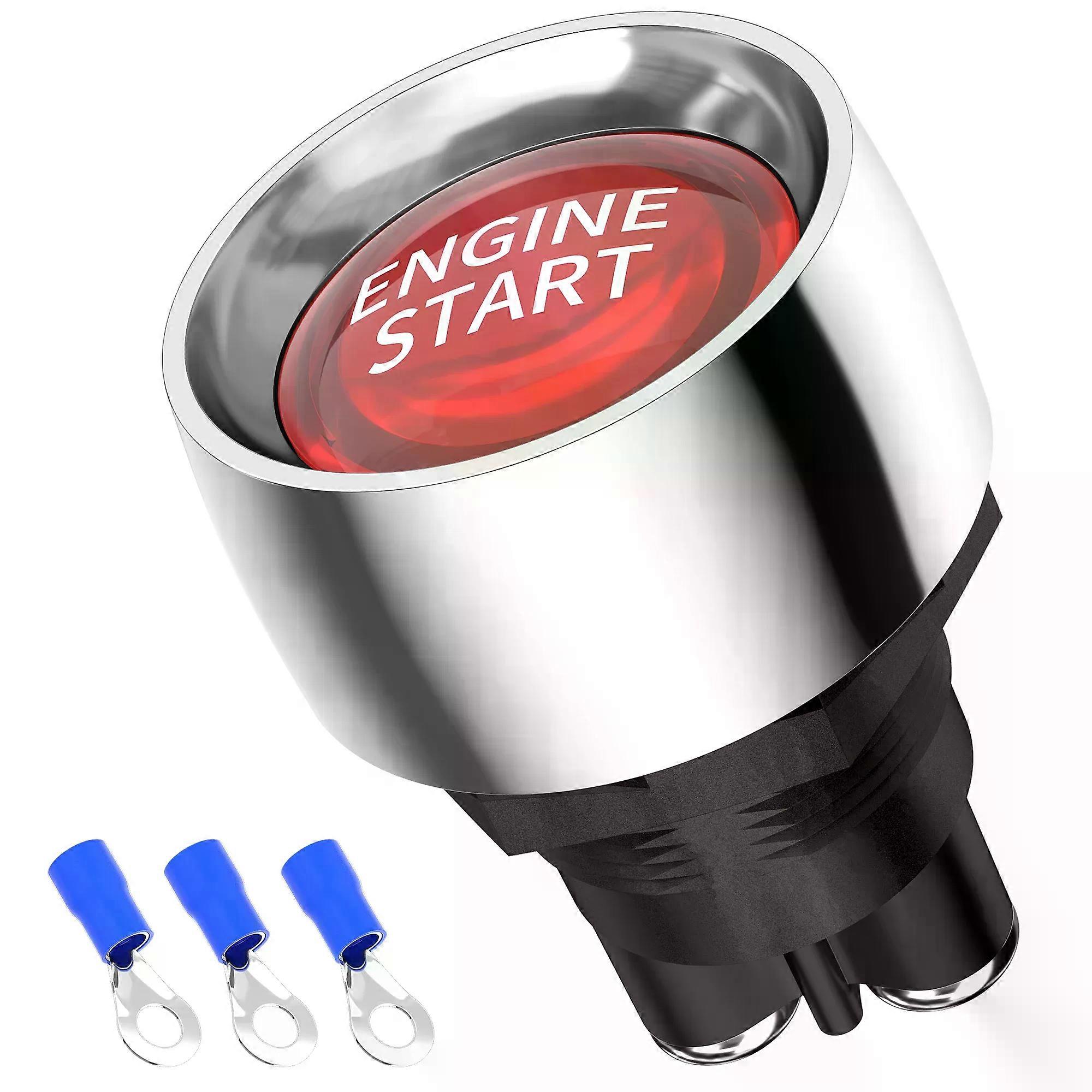 1PC Car Engine Start Ignition Switch 12V 50A 3 Pin SPST Momentary Keyless Push Button Starter Switches ON OFF For Cars Marine RV