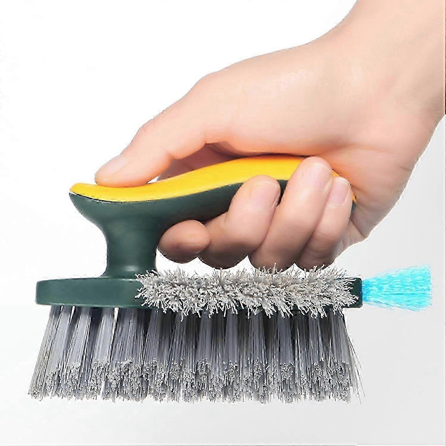 4-in-1 Floor Scrub Brush with Squeegee, V-Shape Gap Cleaner