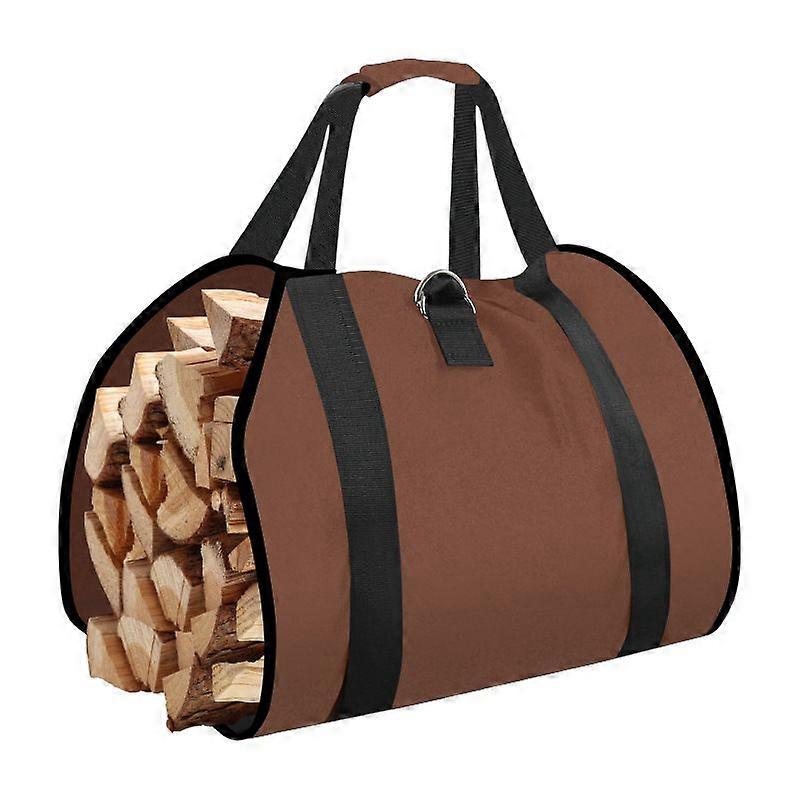Canvas Fireplace Log Bag, Large Capacity Waterproof Firewood Carrier Bag with Anti-Slip Sturdy Handles Log Carrier Bag for Wood Stoves, Camping
