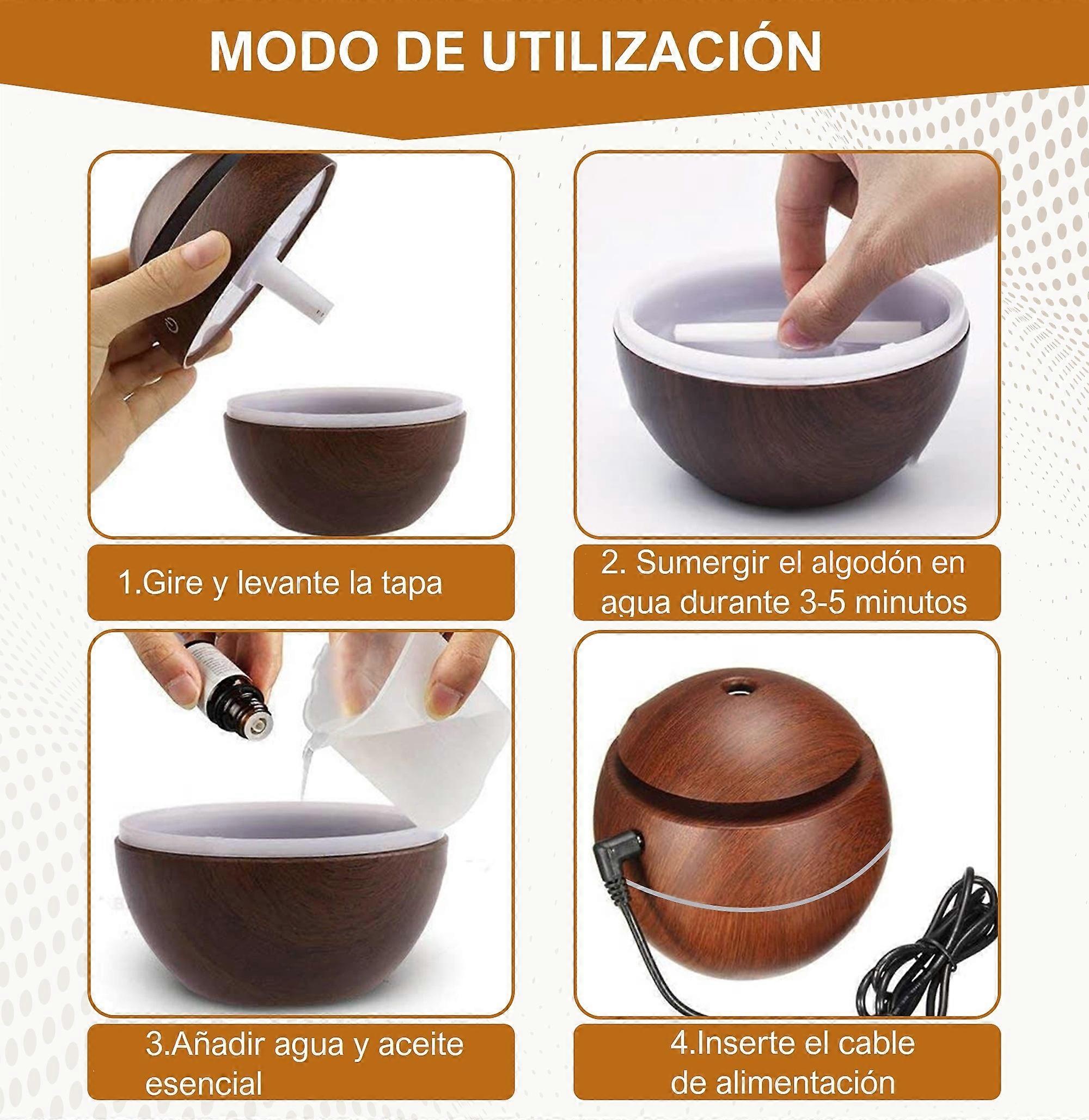 Wood-Effect Ultrasonic Essential Oil Diffuser with LED Lights for Aromatherapy