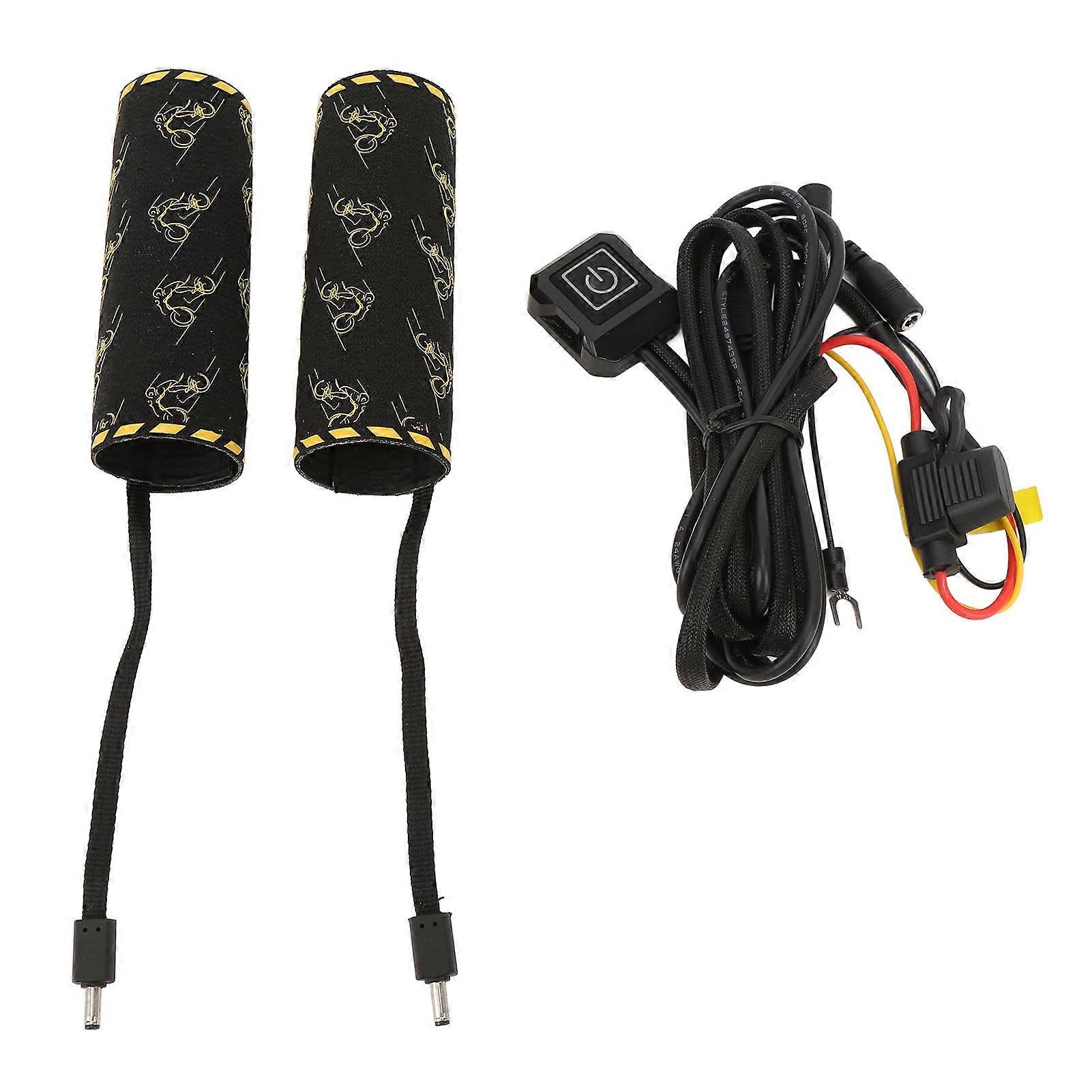 12V Motorcycle Heating Handlebar Cover 6 Temperature Level Memory Function Electric Heated Handlebar Cover for Motorbike 