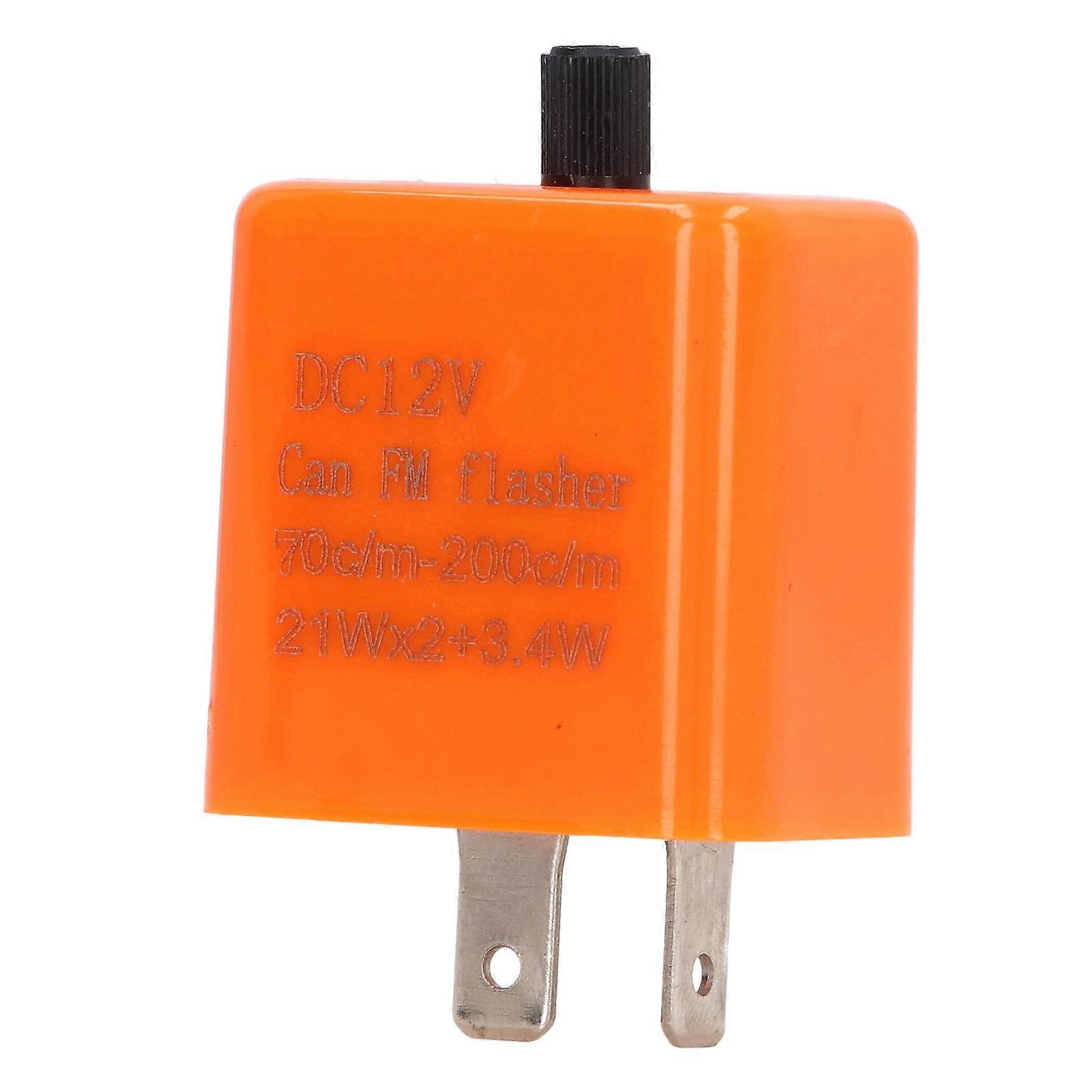 Flasher Relay 12V LED Turn Signal 2 Pin Normally Open Adjustable Frequency for Car
