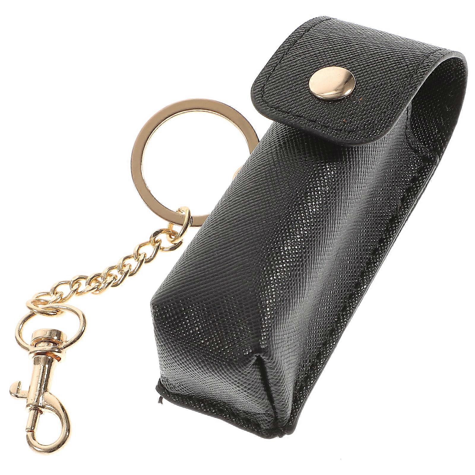 Lip Balm Pouch Keychain Holder for Women – Durable Lipstick Storage Bag in Black for Lipstick and Lip Gloss