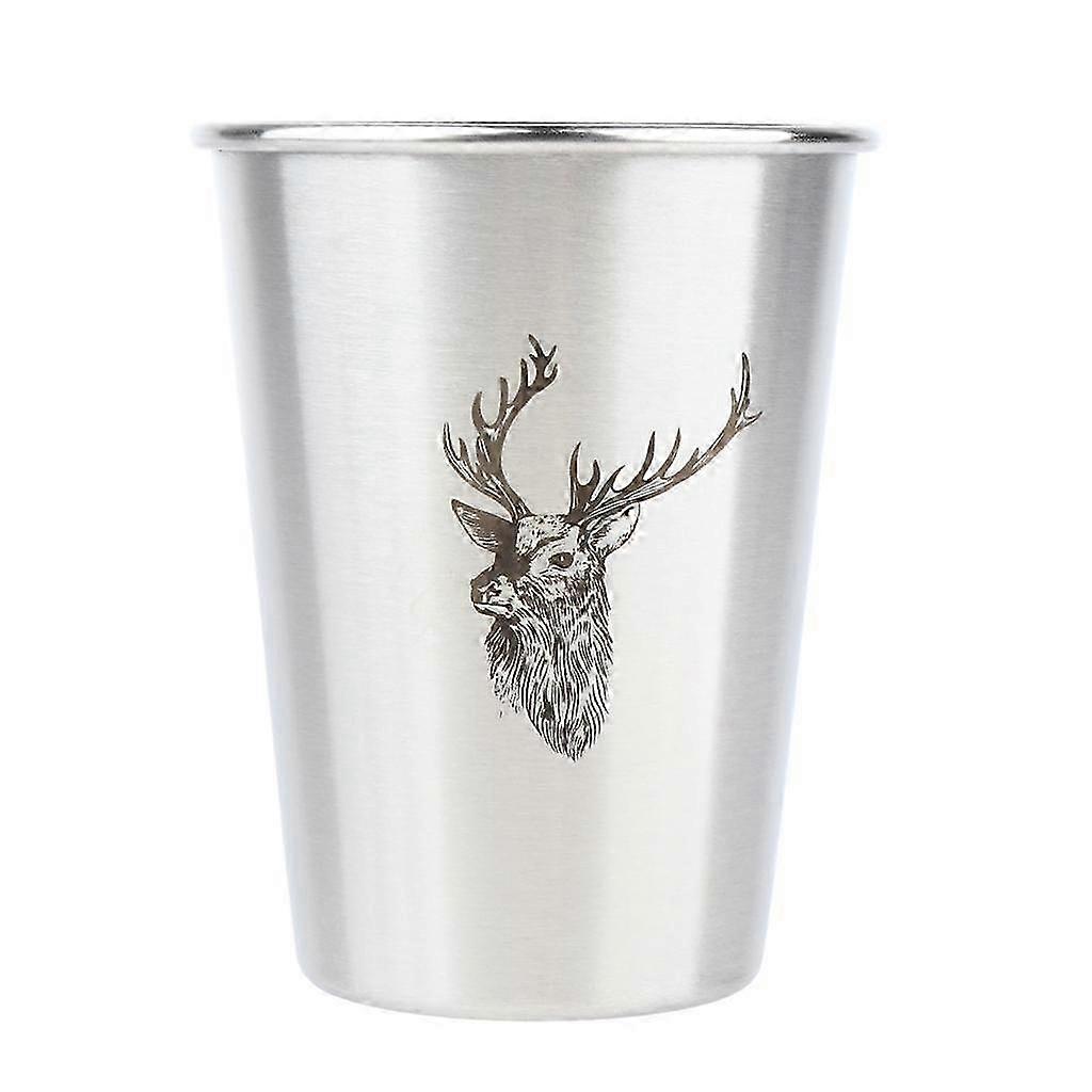 Stainless Steel Stackable Cups for Drinking Deer Pattern 350ml