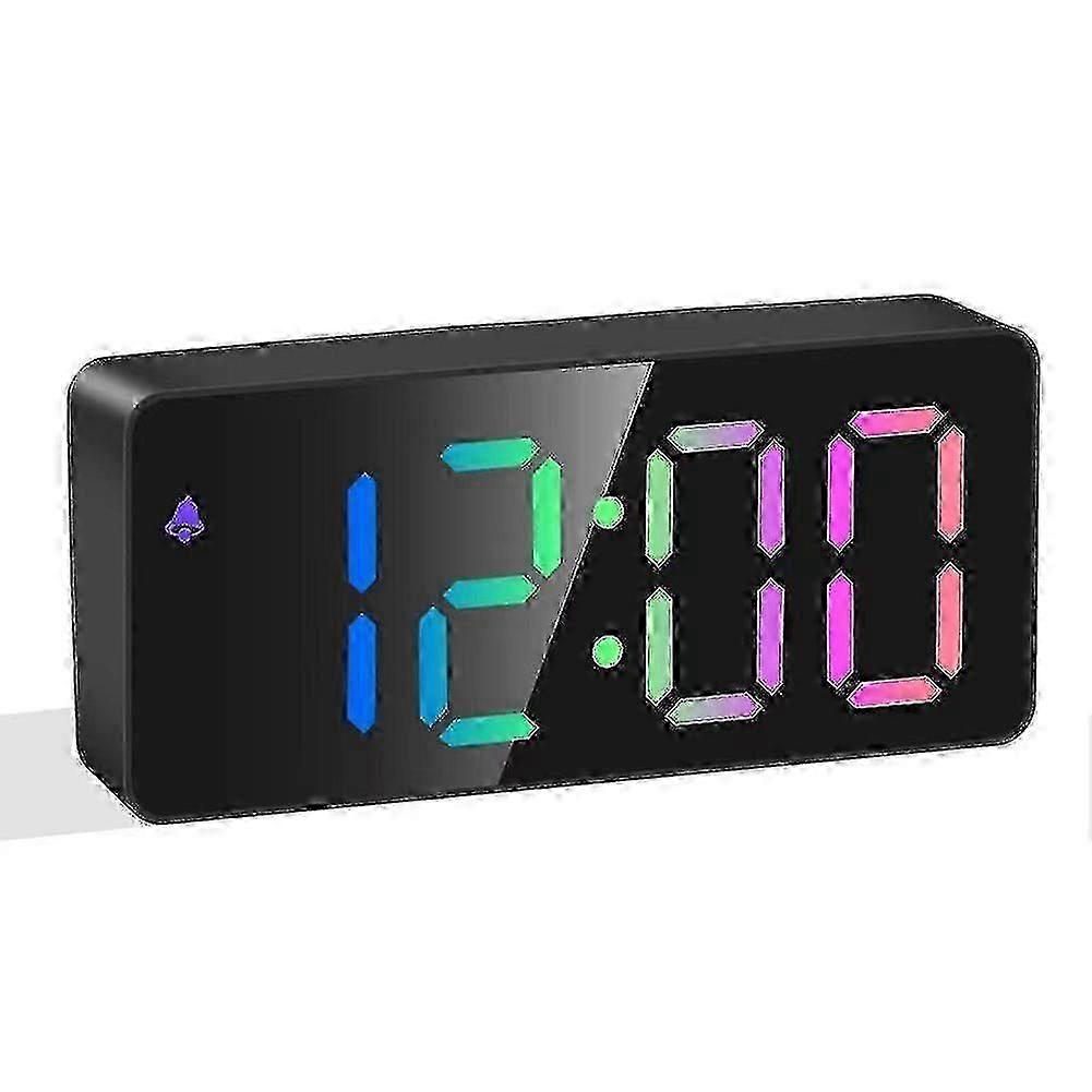 Rainbow Colored Led Digital Alarm Clock,snooze, Adjustable Volume, Easy Operation, Outlet Powered F